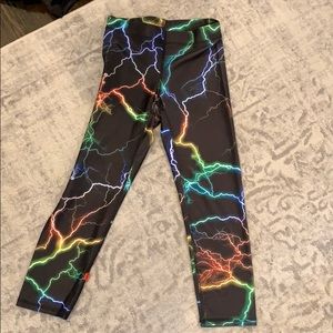 Workout pants lighting bolt multi color design